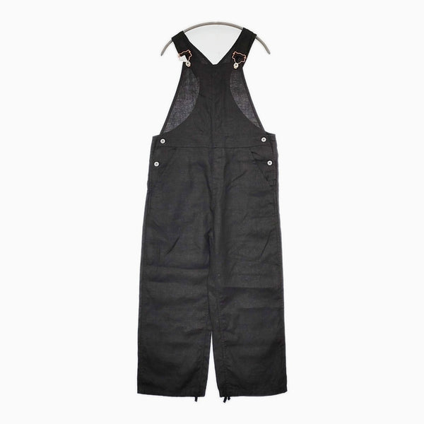 nagonstans 470es833-1230 リネン オーバーオール サイズ38 サロペット ブラック レディース ナゴンスタンス【中古】5-1021M△