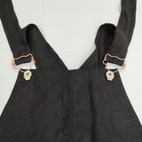 nagonstans 470es833-1230 リネン オーバーオール サイズ38 サロペット ブラック レディース ナゴンスタンス【中古】5-1021M△