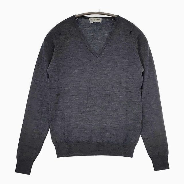 JOHN SMEDLEY メリノウール Vネック セーター ニット グレー レディース ジョンスメドレー【中古】5-0818T∞