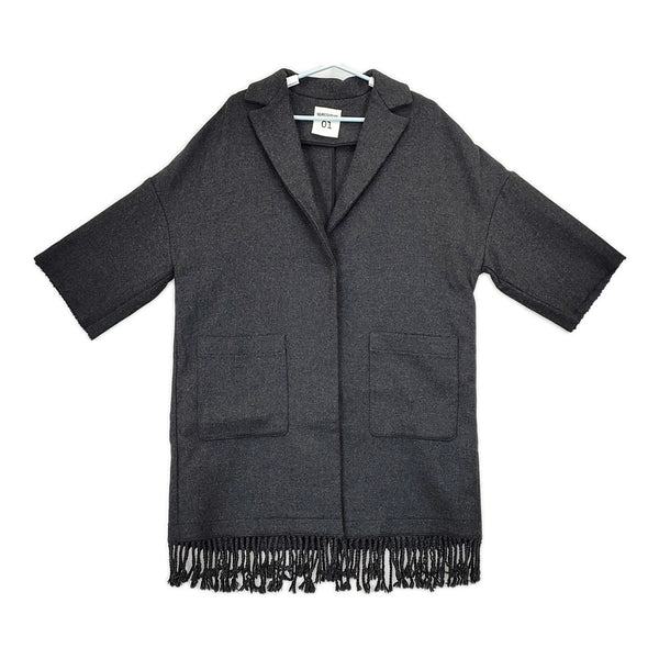 semi couture フリンジ ウール サイズM コート グレー レディース セミクチュール【中古】5-1007A◆