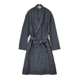 homspun コットンリネン ローブ 201-0100 チェック ベルト付き コート ネイビー レディース ホームスパン【中古】5-0810M∞
