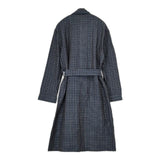 homspun コットンリネン ローブ 201-0100 チェック ベルト付き コート ネイビー レディース ホームスパン【中古】5-0810M∞