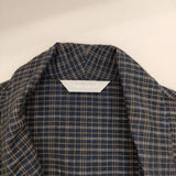 homspun コットンリネン ローブ 201-0100 チェック ベルト付き コート ネイビー レディース ホームスパン【中古】5-0810M∞