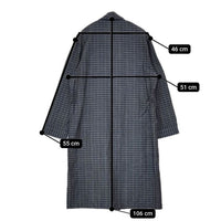 homspun コットンリネン ローブ 201-0100 チェック ベルト付き コート ネイビー レディース ホームスパン【中古】5-0810M∞