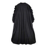 HERENCIA ラッフルバルーンスリーブ ツイルブラウスドレス 定価28380円 H323161 ワンピース ブラック レディース ヘレンチア【中古】5-1124M∞