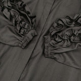 HERENCIA ラッフルバルーンスリーブ ツイルブラウスドレス 定価28380円 H323161 ワンピース ブラック レディース ヘレンチア【中古】5-1124M∞