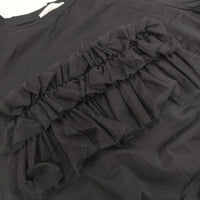HERENCIA チュールフリルドッキングカットソー 定価12100円 半袖Ｔシャツ カットソー ブラック レディース ヘレンチア【中古】5-0706S∞