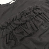 HERENCIA チュールフリルドッキングカットソー 定価12100円 半袖Ｔシャツ カットソー ブラック レディース ヘレンチア【中古】5-0706S∞