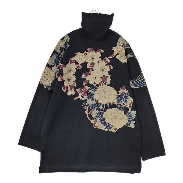 KENZO 花柄 ヴィンテージ ウール セーター ニット 90's エルカ期 ブラック メンズ ケンゾー【中古】5-1009T∞