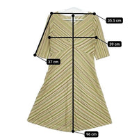 Sybilla ボーダー 七分袖 ワンピース カーキ ベージュ レディース シビラ【中古】5-0609M∞