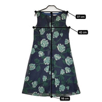 LOEWE★シルク ノースリーブ ドレス ワンピース 花柄 グリーン ビンテージ60's70's○DYNASTY花柄シルクノースリーブワンピース
