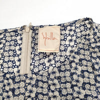 Sybilla 花柄 レース 総柄 ノースリーブドレス 刺繍 シルク ワンピース ベージュ ネイビー レディース シビラ【中古】5-0706S∞