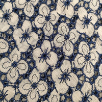 Sybilla 花柄 レース 総柄 ノースリーブドレス 刺繍 シルク ワンピース ベージュ ネイビー レディース シビラ【中古】5-0706S∞