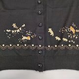 Franche lippee 刺繍 カーディガン ブラック レディース フランシュリッペ【中古】5-0818M∞