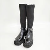 Le Talon 24aw KARIN TAKUBO × LE TALON リブニットベルトブーツ 定価17600円 サイズLL ブーツ ブラック レディース ルタロン【中古】5-1014T◎