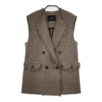 allureville ノンウールツイードジレ 定価38500円 202220 フリンジ ベスト 2022SS ベージュ ブラック レディース アルアバイル【中古】5-0707M△