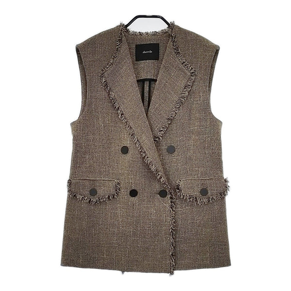 allureville ノンウールツイードジレ 定価38500円 202220 フリンジ ベスト 2022SS ベージュ ブラック レディース アルアバイル【中古】5-0707M△