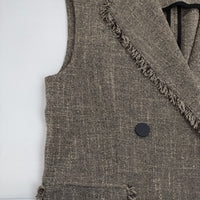 allureville ノンウールツイードジレ 定価38500円 202220 フリンジ ベスト 2022SS ベージュ ブラック レディース アルアバイル【中古】5-0707M△