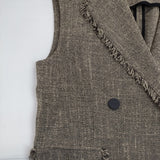 allureville ノンウールツイードジレ 定価38500円 202220 フリンジ ベスト 2022SS ベージュ ブラック レディース アルアバイル【中古】5-0707M△