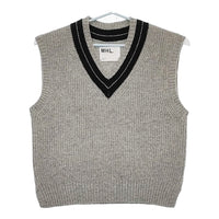 MHL. 595-4261501 TOUGH WOOL RIB サイズ2 ウールVネックニット ベスト 24AW グレー レディース エムエイチエル【中古】5-0429T♪