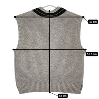 MHL. 595-4261501 TOUGH WOOL RIB サイズ2 ウールVネックニット ベスト 24AW グレー レディース エムエイチエル【中古】5-0429T♪