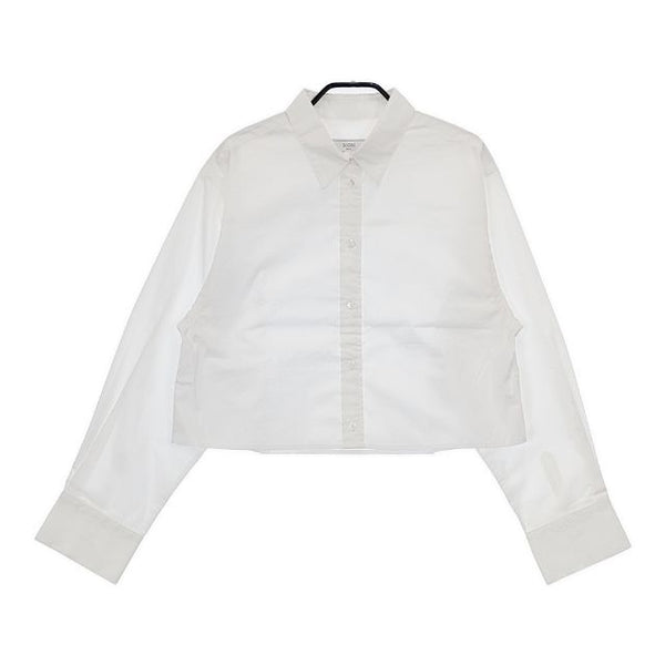 SLOBE IENA クロップドレギュラーシャツ 定価9350円 長袖 コットン ブラウス シャツ 23AW ホワイト レディース スローブイエナ【中古】5-0730M∞