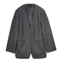 Spick and Span ウールライクノーカラールーズジャケット 定価24200円 ノーカラージャケット 23aw チャコールグレー レディース スピックアンドスパン【中古】5-0921T∞