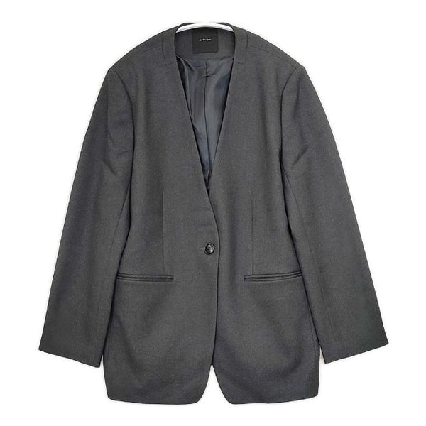 Spick and Span ウールライクノーカラールーズジャケット 定価24200円 ノーカラージャケット 23aw チャコールグレー レディース スピックアンドスパン【中古】5-0921T∞