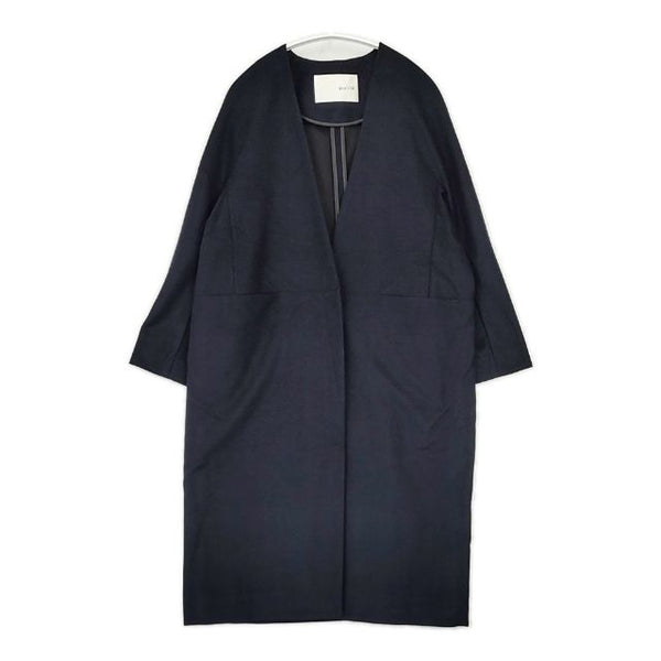 qualite ノーカラールーズコート 定価39600円 32334000000 コート ネイビー レディース カリテ【中古】5-0921T∞