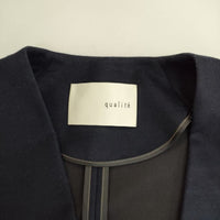 qualite ノーカラールーズコート 定価39600円 32334000000 コート ネイビー レディース カリテ【中古】5-0921T∞