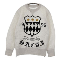 Sacai エンブレムロゴ サイドジップ 18-04187 トレーナー 刺繍 スウェット グレー レディース サカイ【中古】5-0906M∞