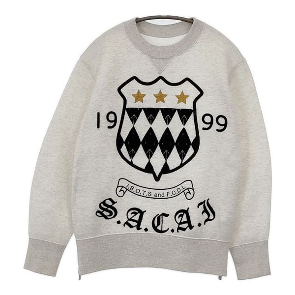Sacai エンブレムロゴ サイドジップ 18-04187 トレーナー 刺繍 スウェット グレー レディース サカイ【中古】5-0906M∞