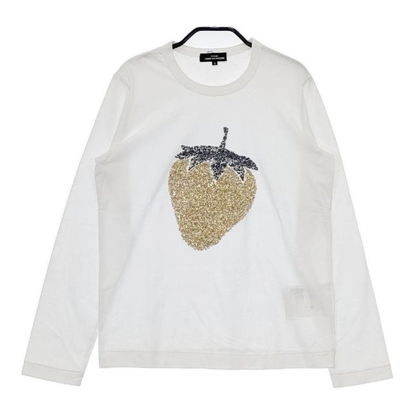tricot COMME des GARCONS いちご スパンコール 長袖Ｔシャツ カットソー ロンＴ AD2017 ホワイト レディース トリココムデギャルソン【中古】5-0730M∞