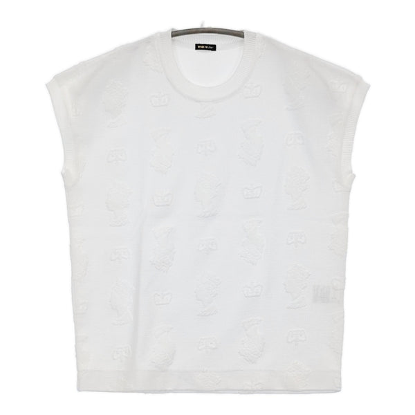R&D.M.Co- Qween Elizabeth クイーンエリザベス ジャガードTシャツ 定価22000円 ホワイト レディース オールドマンズテーラー【中古】5-0622S♪