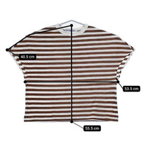 R&D.M.Co- ボーダー コットン 半袖Ｔシャツ カットソー ブラウン ホワイト レディース オールドマンズテーラー【中古】5-0706S∞