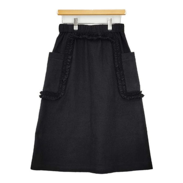 R&D.M.Co- フリルデコレーション 7130 定価48400円 コットンウール ロングスカート 24AW ブラック レディース オールドマンズテーラー【中古】5-0906T∞
