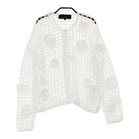 tricot COMME des GARCONS TG-N201 カギ編み メッシュ 花 カーディガン AD2020 ホワイト レディース トリココムデギャルソン【中古】5-0429M♪