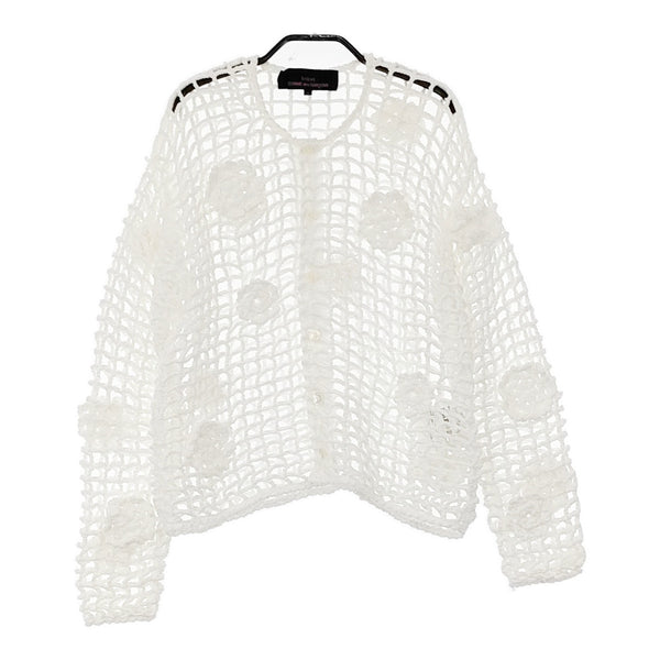 tricot COMME des GARCONS TG-N201 カギ編み メッシュ 花 カーディガン AD2020 ホワイト レディース トリココムデギャルソン【中古】5-0429M♪
