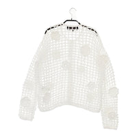 tricot COMME des GARCONS TG-N201 カギ編み メッシュ 花 カーディガン AD2020 ホワイト レディース トリココムデギャルソン【中古】5-0429M♪