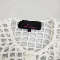 tricot COMME des GARCONS TG-N201 カギ編み メッシュ 花 カーディガン AD2020 ホワイト レディース トリココムデギャルソン【中古】5-0429M♪