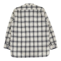 OUTIL 新品 CHEMISIER SAPOIS 2 OV-S008 定価38500円 チェック バンドカラー 長袖シャツ エクリュ インディゴ メンズ ウティ【中古】5-0603M♪