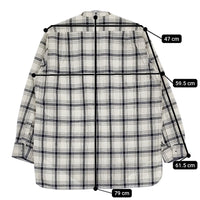 OUTIL 新品 CHEMISIER SAPOIS 2 OV-S008 定価38500円 チェック バンドカラー 長袖シャツ エクリュ インディゴ メンズ ウティ【中古】5-0603M♪