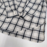 OUTIL 新品 CHEMISIER SAPOIS 3 OV-S008 定価38500円 チェック バンドカラー 長袖シャツ エクリュ インディゴ メンズ ウティ【中古】5-0603M♪