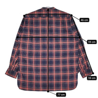 OUTIL 新品 CHEMISIER SAPOIS 1 OV-S008 定価38500円 チェック バンドカラー 長袖シャツ レッド インディゴ メンズ ウティ【中古】5-0603M♪