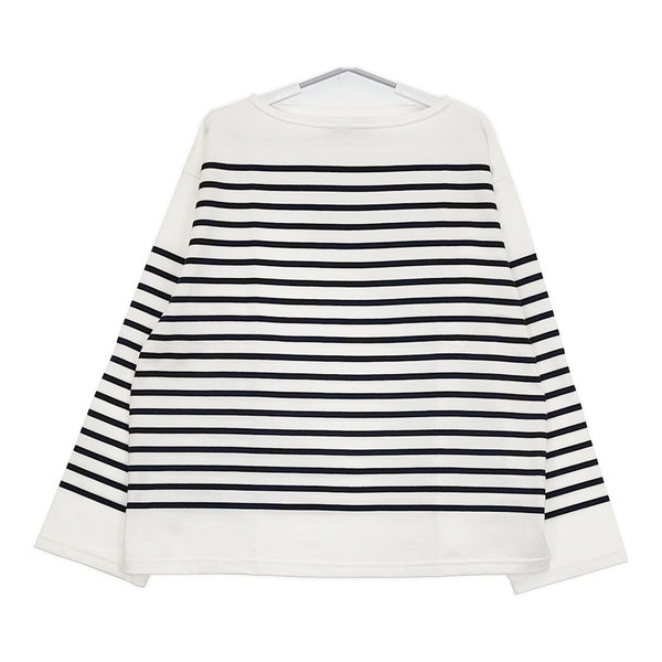 OUTIL 新品 TORICOT AAST 1 OU-C007 バスクシャツ 定価24200円 長袖Ｔシャツ カットソー ロンＴ ホワイト ネイビー メンズ ウティ【中古】5-0603M♪