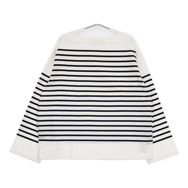 OUTIL 新品 TORICOT AAST 2 OU-C007 バスクシャツ 定価24200円 長袖Tシャツ カットソー ロンT ホワイト ネイビー メンズ ウティ【中古】5-0603M♪#
