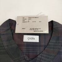 CIOTA 新品 Band Collar Shirt サイズ3 SHLM-109-DMDCH 定価29700円 バンドカラー チェック 長袖シャツ グレー メンズ シオタ【中古】5-0603M♪