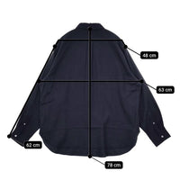 MANAVE 新品 コットンウール レギュラーカラーシャツ L フランス製 定価49000円 長袖シャツ ネイビー メンズ マナベ【中古】5-0823T∞