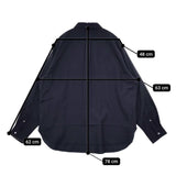 MANAVE 新品 コットンウール レギュラーカラーシャツ L フランス製 定価49000円 長袖シャツ ネイビー メンズ マナベ【中古】5-0823T∞