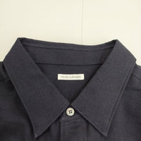 MANAVE マナベ 新品 コットンウール レギュラーカラーシャツ M フランス製 定価49000円 長袖シャツ ネイビー メンズ【中古】5-0823T∞